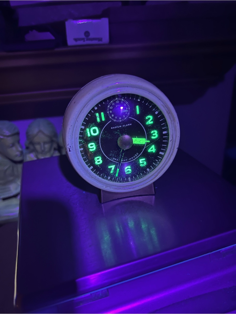 Vintage Harmony House Radium Alarm Dial Hands Travel Clock Mechanical *For Parts